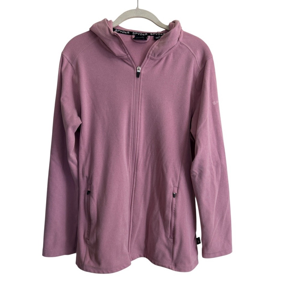 Spyder Women's Full Zip Hooded‎ Fleece Jacket Pink Size Medium Athletic Casual